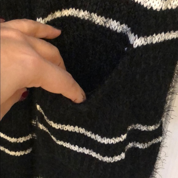 FUZZY BLACK & WHITE STRIPED CARDIGAN - Picture 4 of 5